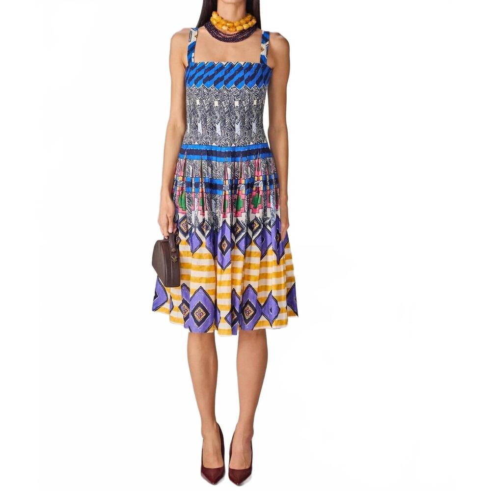 NEW SAAKSHA & KINNI abstract print midi dress in multicolor